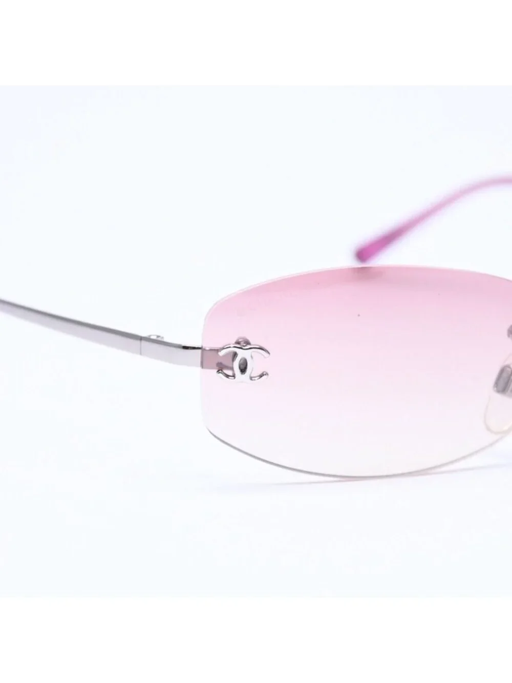 Chanel Rimless Sunglasses Eyewear CC Logo Pink Gradation